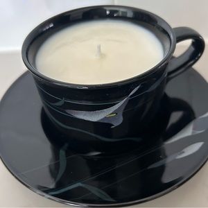 Hand made - Soy Wax Candle in Vintage Cup and Saucer - Unscented